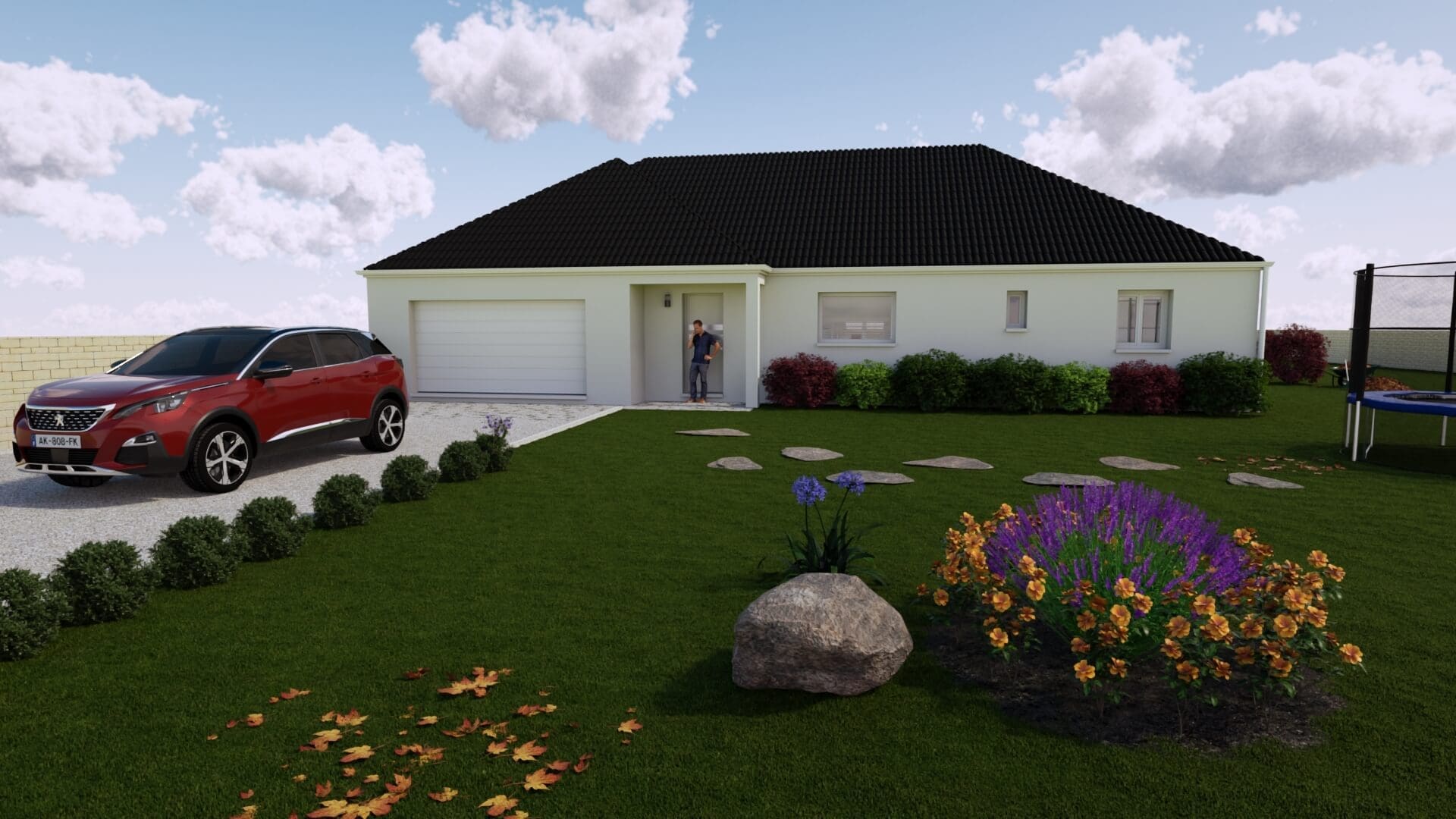 Reproduction 3D de la maison Julia avec immense jardin